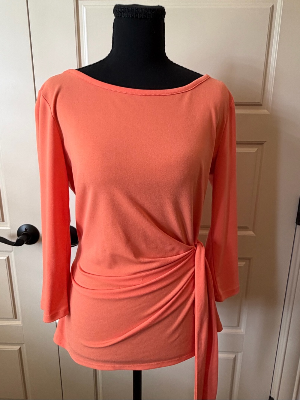 Ann Taylor Coral Side-Tie Boatneck Tunic